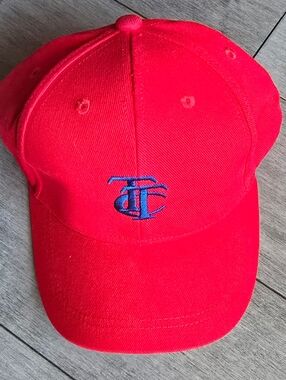 TTC Red Baseball Cap with Blue Embroidered Monogram NEW